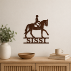 Decorazione da Parete in Legno Personalizzata con Cavallo e Cavaliere/a