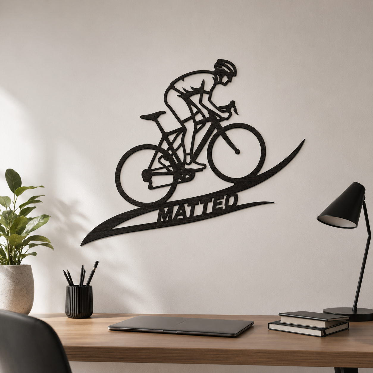 The Cyclist Personalized – Decorazione murale in legno