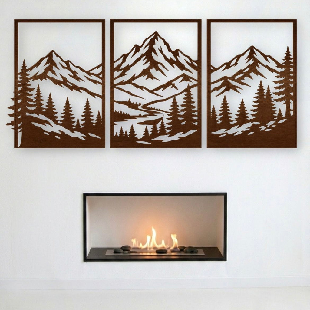 Trittico "Orizzonti Alpini" – Quadri Moderni in Legno