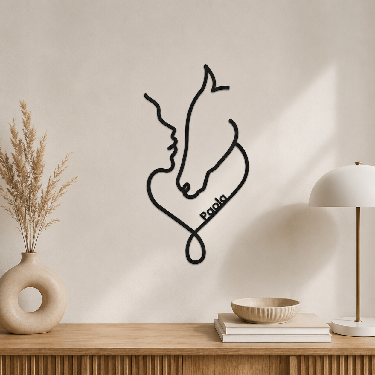 Silhouette Intagliata su Legno - Cavallo Line Art