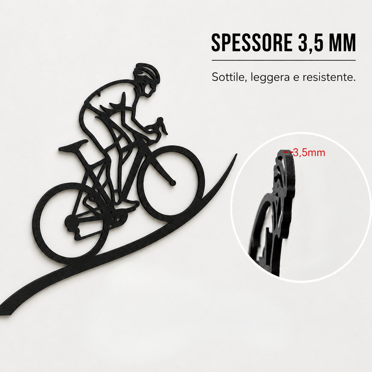 The Cyclist – Decorazione murale artigianale in legno