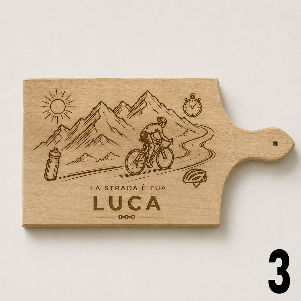 Tagliere in Legno di Faggio Personalizzato – Tema Ciclismo