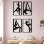 Set Quadri "Sinfonia Aerea" – Silhouette in Legno di Faggio per Danza e Acrobatica