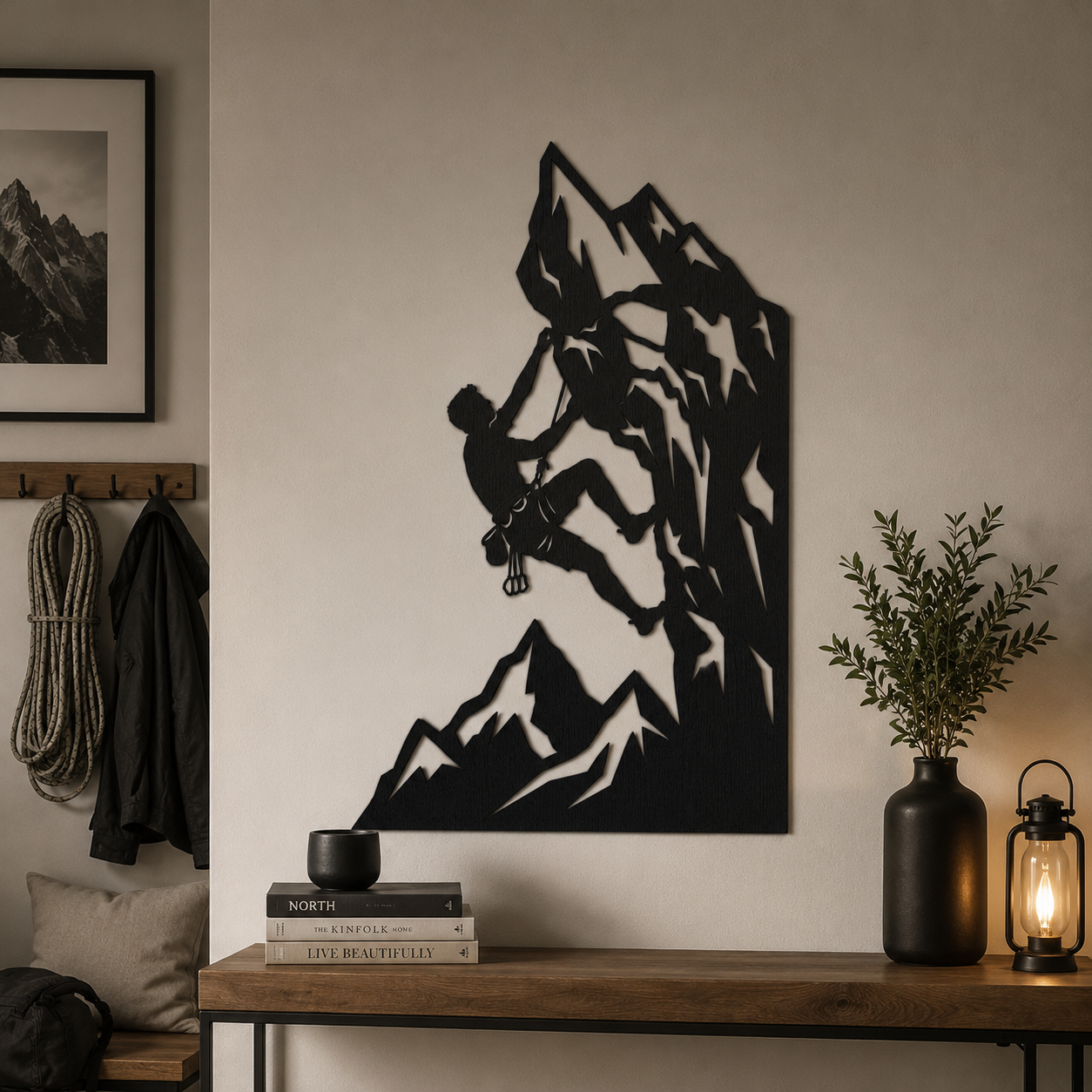 Silhouette Intagliata su legno -  Arrampicatore