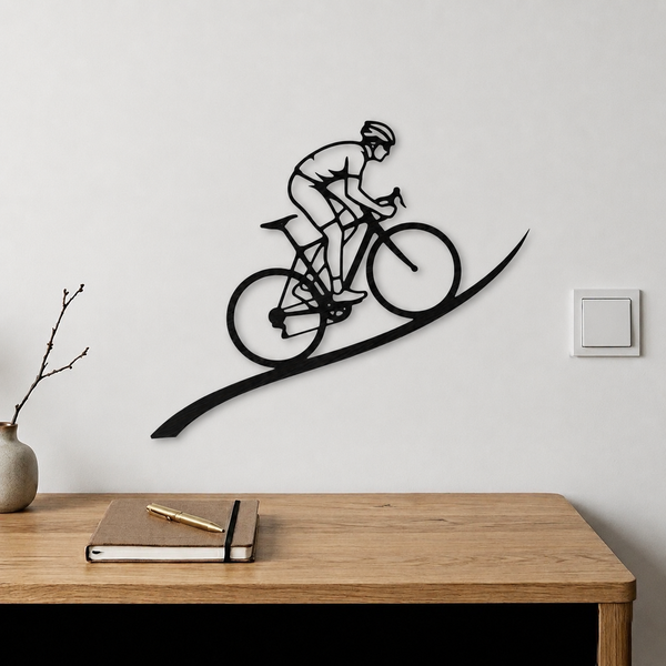 The Cyclist – Decorazione murale artigianale in legno