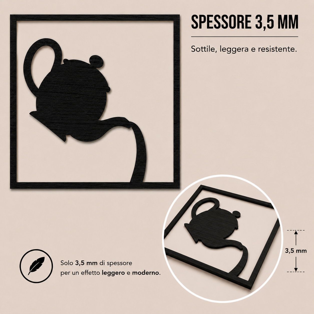Set di 3 Quadri in Legno – Tazza di Caffè Moderna | Decorazione da Parete
