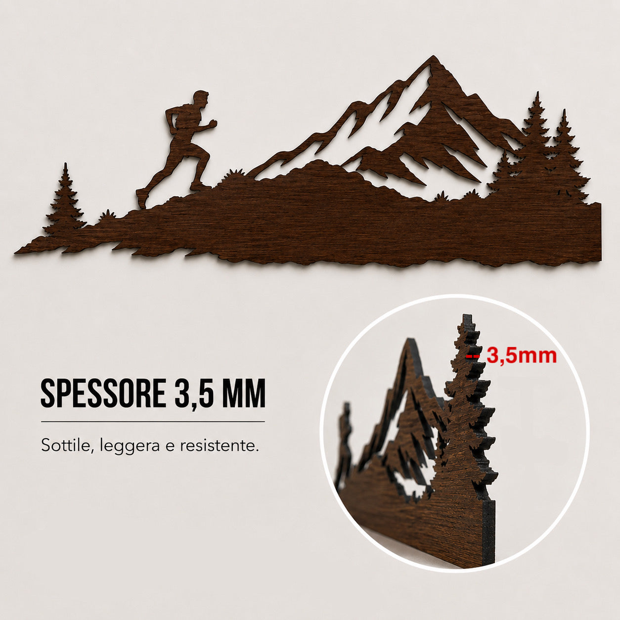 Decorazione da Parete ''Trail Running'' - in Legno Intagliato