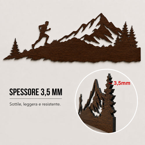 Decorazione da Parete ''Trail Running'' - in Legno Intagliato