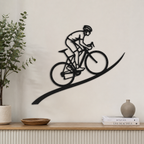 The Cyclist – Decorazione murale artigianale in legno