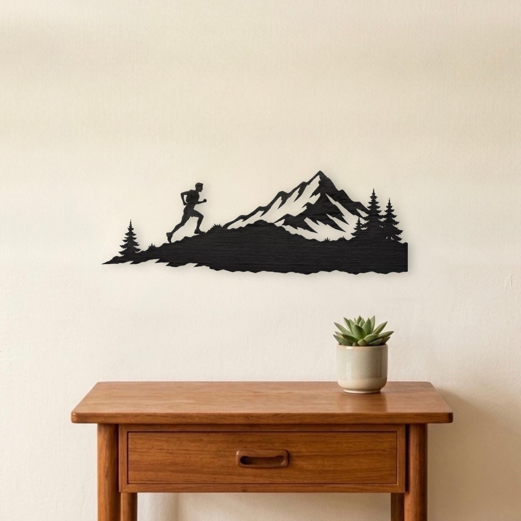 Decorazione da Parete ''Trail Running'' - in Legno Intagliato