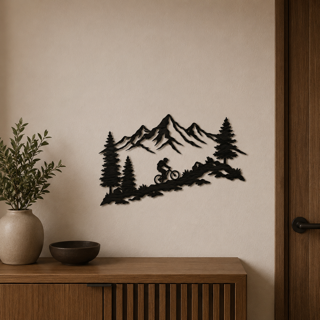 The Mountain Rider – Decorazione murale artigianale in legno