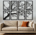 Set 8 Quadri in Legno Intagliato - Albero Minimalista