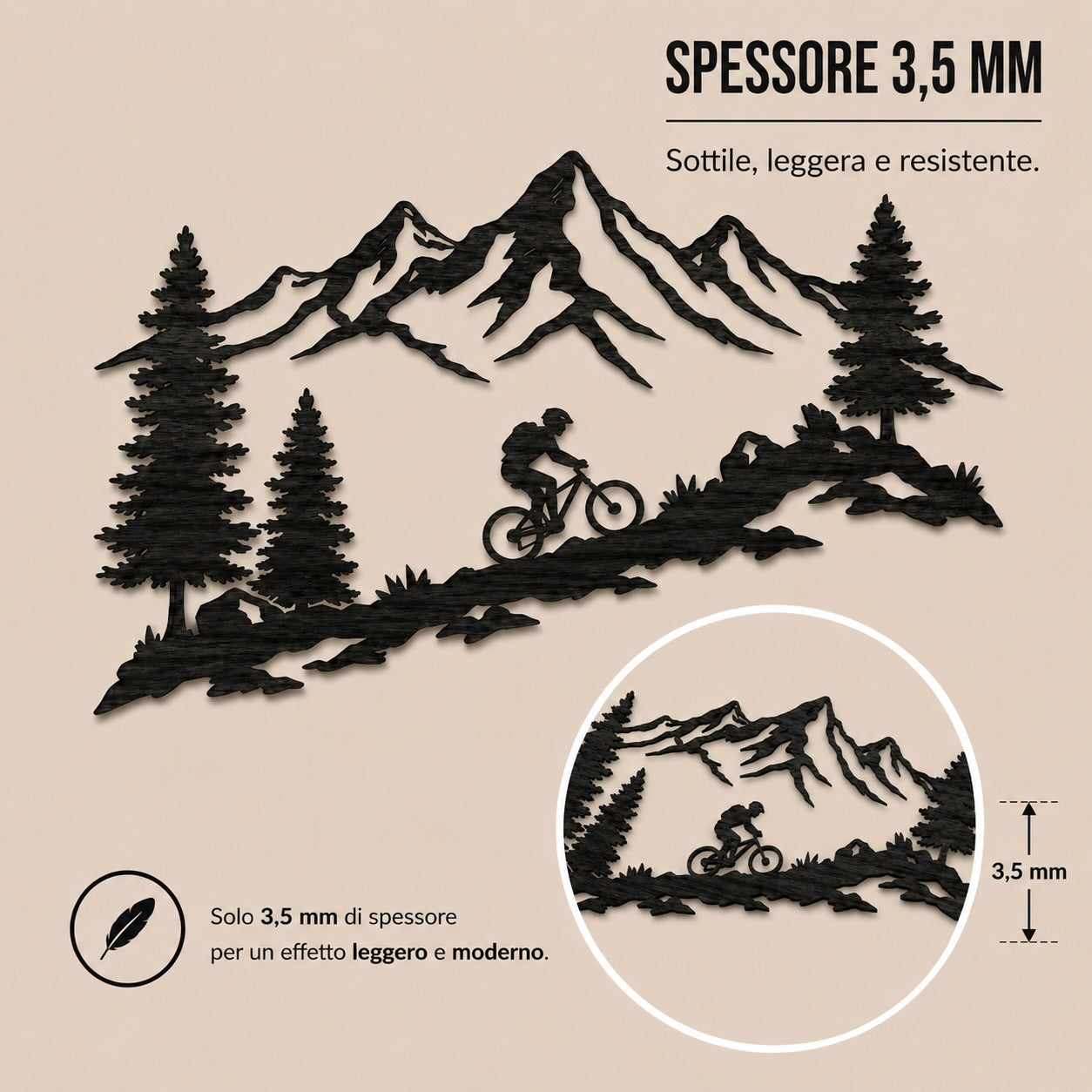 The Mountain Rider – Decorazione murale artigianale in legno