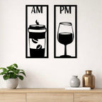 Set 2 quadri AM/PM Caffè e vino in legno
