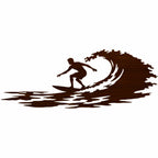 Silhouette con Uomo e donna che praticano surf - Intagliati su legno di faggio