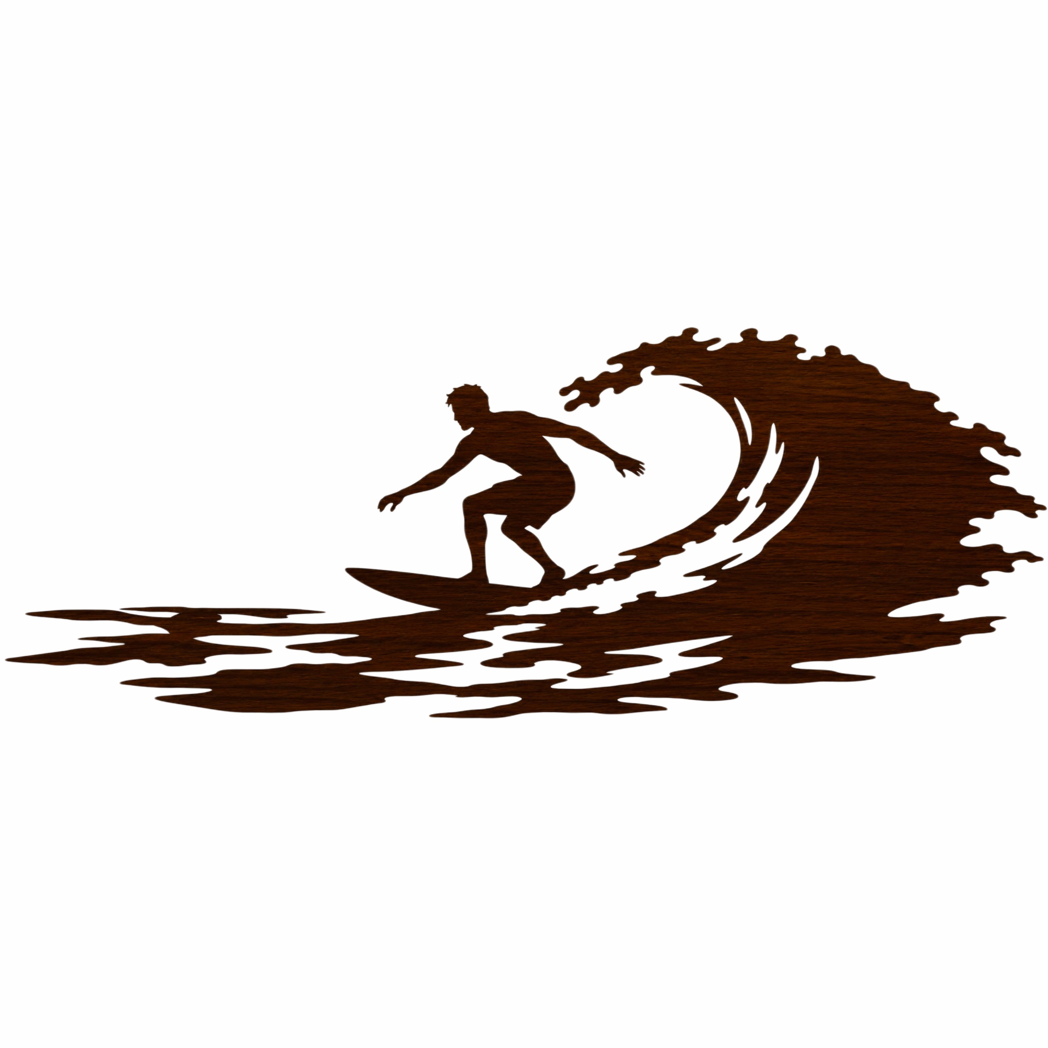 Silhouette con Uomo e donna che praticano surf - Intagliati su legno di faggio