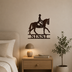 Decorazione da Parete in Legno Personalizzata con Cavallo e Cavaliere/a