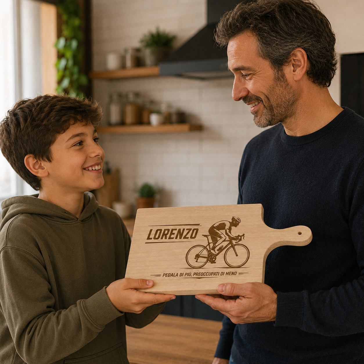 Tagliere in Legno di Faggio Personalizzato – Tema Ciclismo