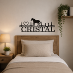 Nome Personalizzato in Legno con Cavallo e Battito Cardiaco