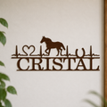 Nome Personalizzato in Legno con Cavallo e Battito Cardiaco