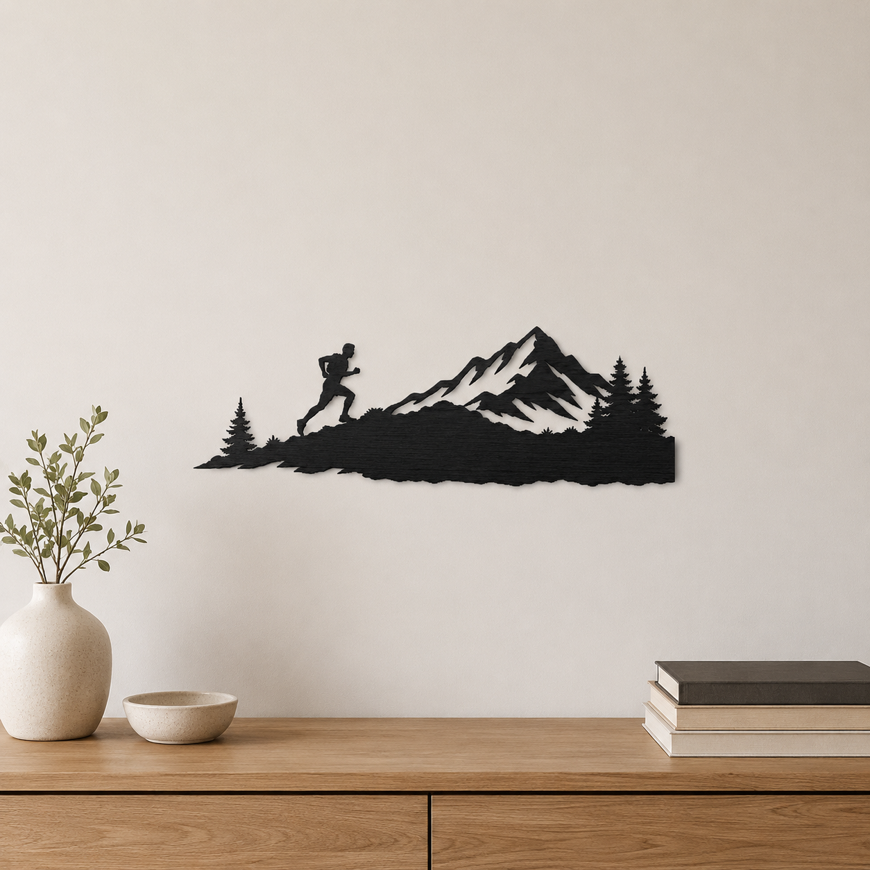 Decorazione da Parete ''Trail Running'' - in Legno Intagliato