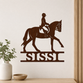 Decorazione da Parete in Legno Personalizzata con Cavallo e Cavaliere/a