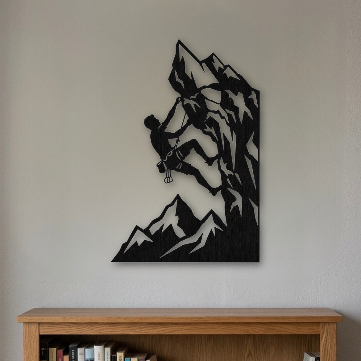 Silhouette Intagliata su legno -  Arrampicatore