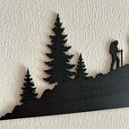 Skyline Montagna in Legno - Escursionisti e Stambecco