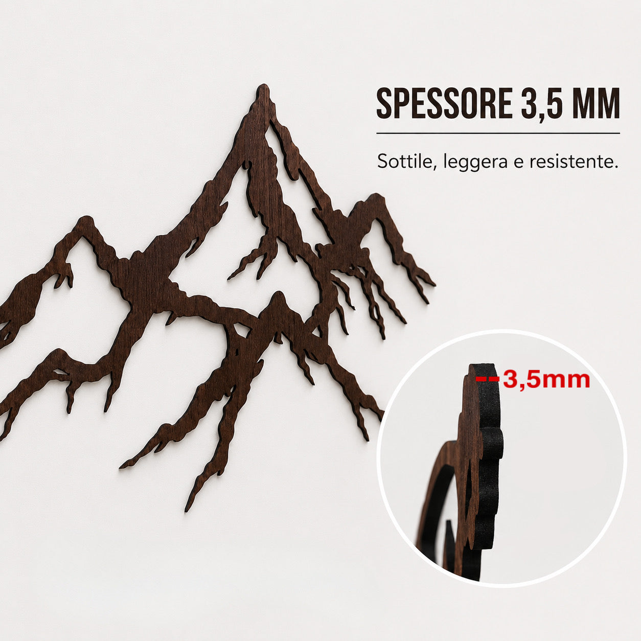 Decorazione da Parete “Catena Montana” in Legno di Tiglio – Set 3 Pannelli