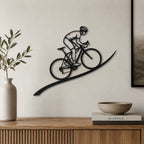 The Cyclist – Decorazione murale artigianale in legno