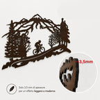 Ciclista tra le Montagne - Decorazione da Parete in Legno