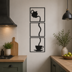 Set di 3 Quadri in Legno – Tazza di Caffè Moderna | Decorazione da Parete