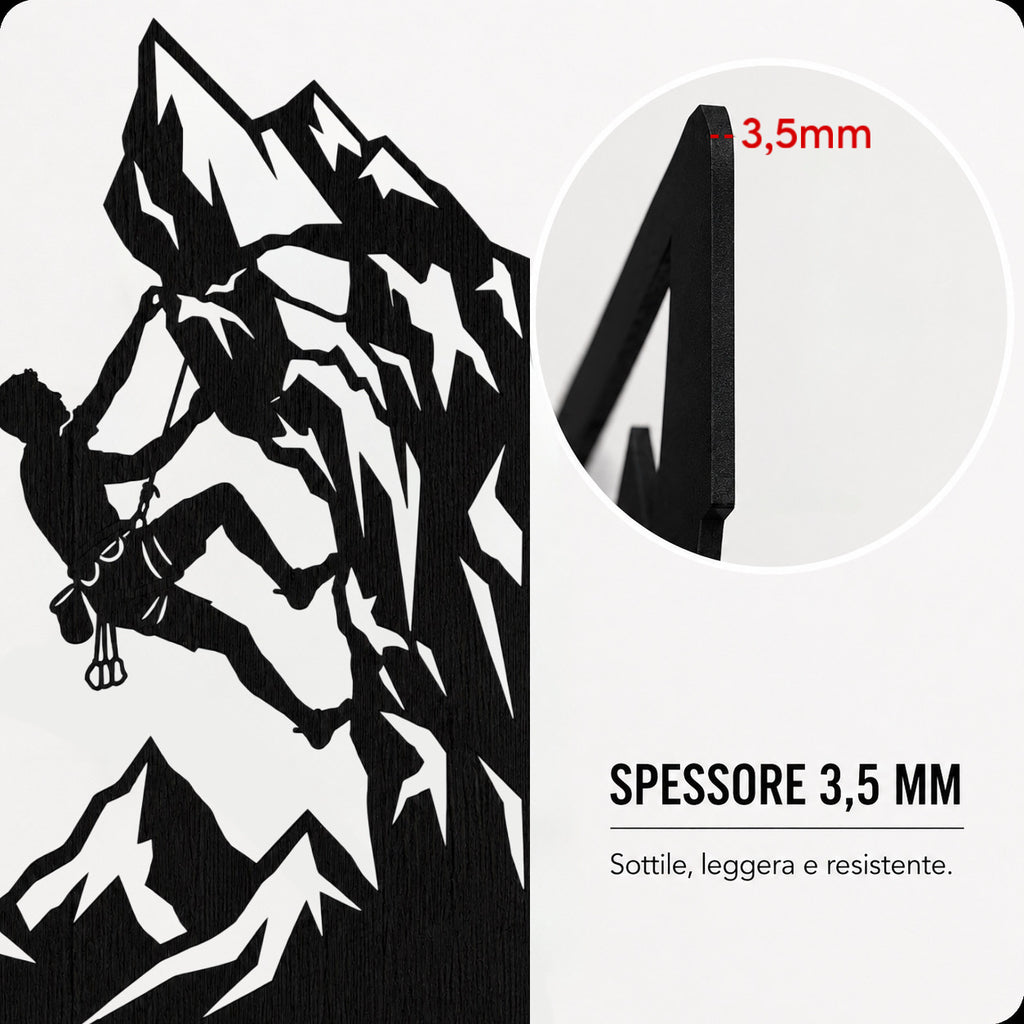 Silhouette Intagliata su legno -  Arrampicatore