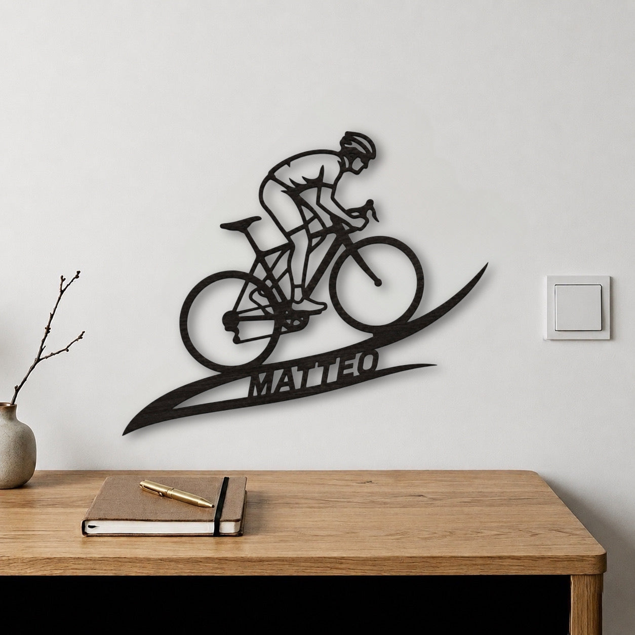 The Cyclist Personalized – Decorazione murale in legno