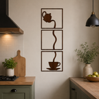 Set di 3 Quadri in Legno – Tazza di Caffè Moderna | Decorazione da Parete