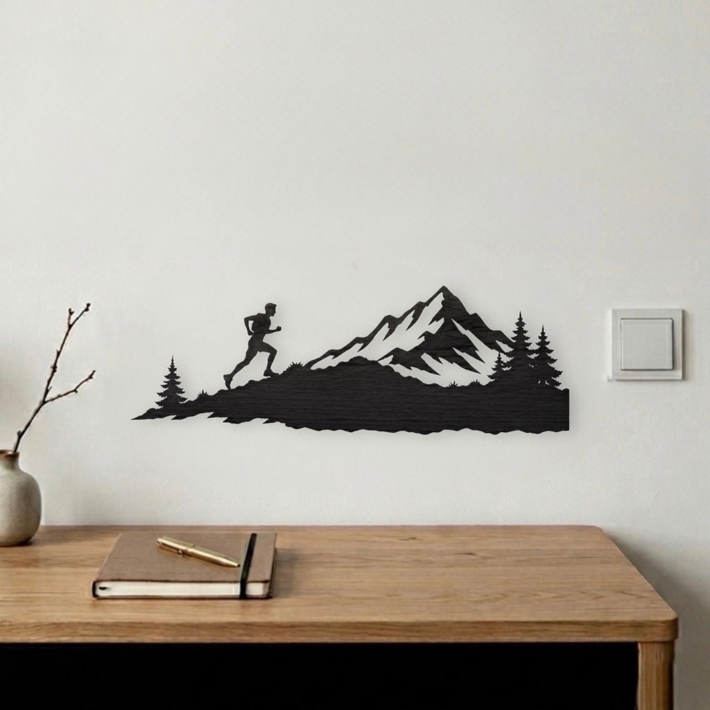 Decorazione da Parete ''Trail Running'' - in Legno Intagliato