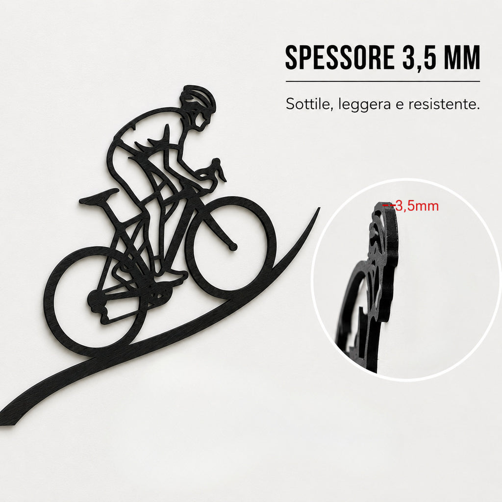 The Cyclist – Decorazione murale artigianale in legno