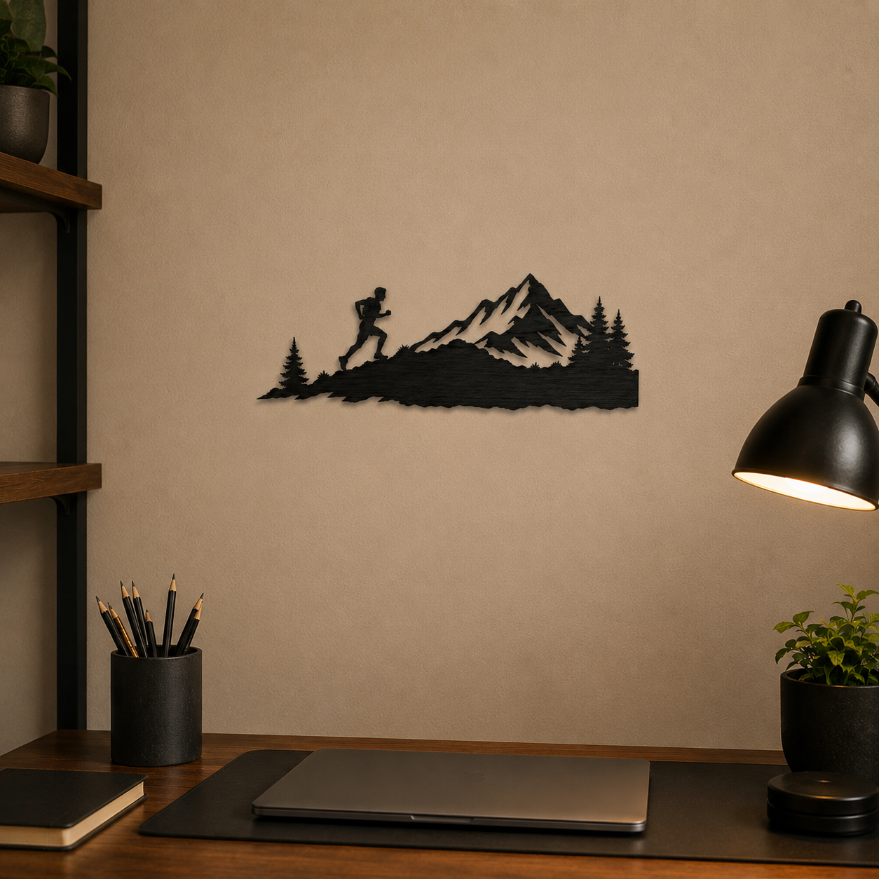 Decorazione da Parete ''Trail Running'' - in Legno Intagliato