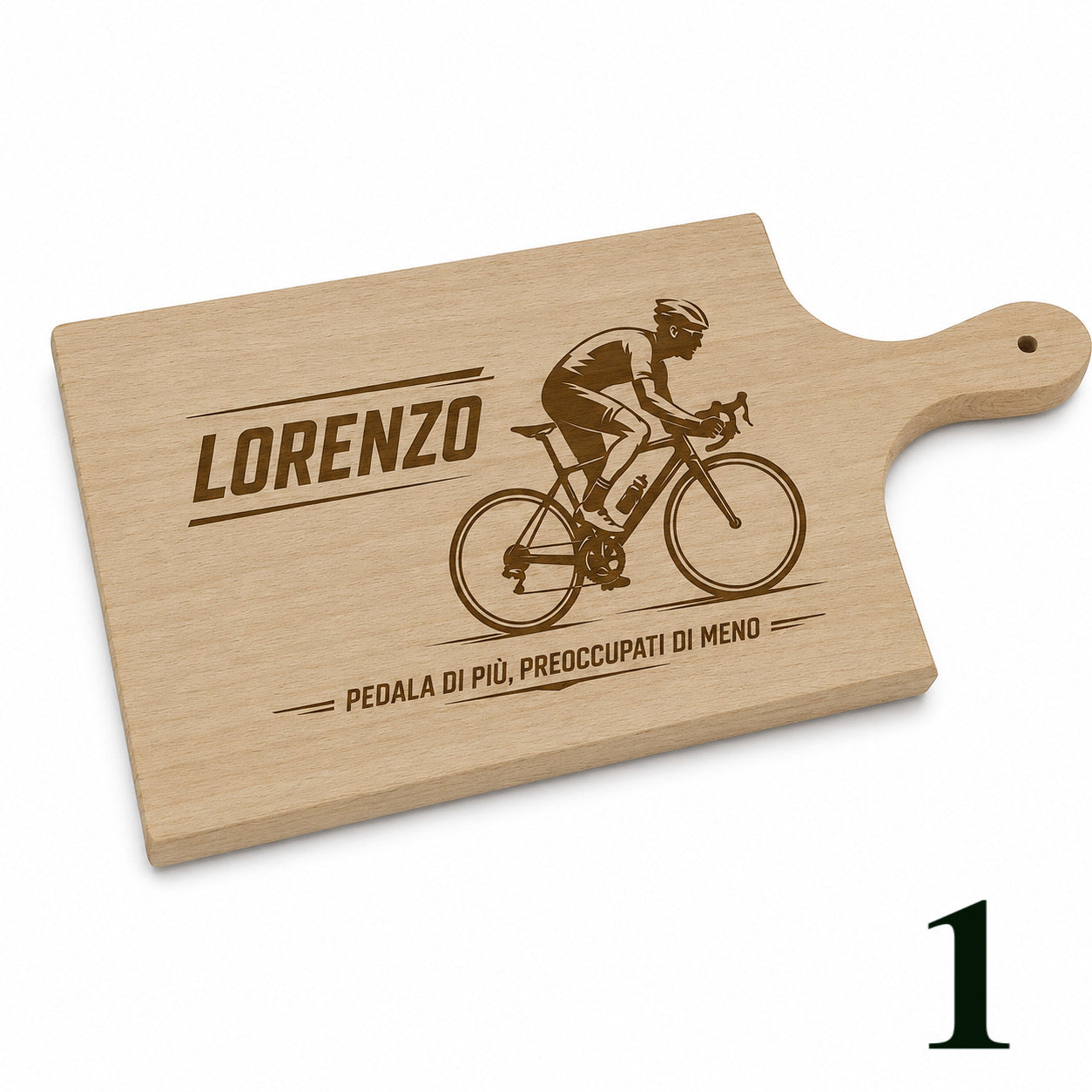 Tagliere in Legno di Faggio Personalizzato – Tema Ciclismo