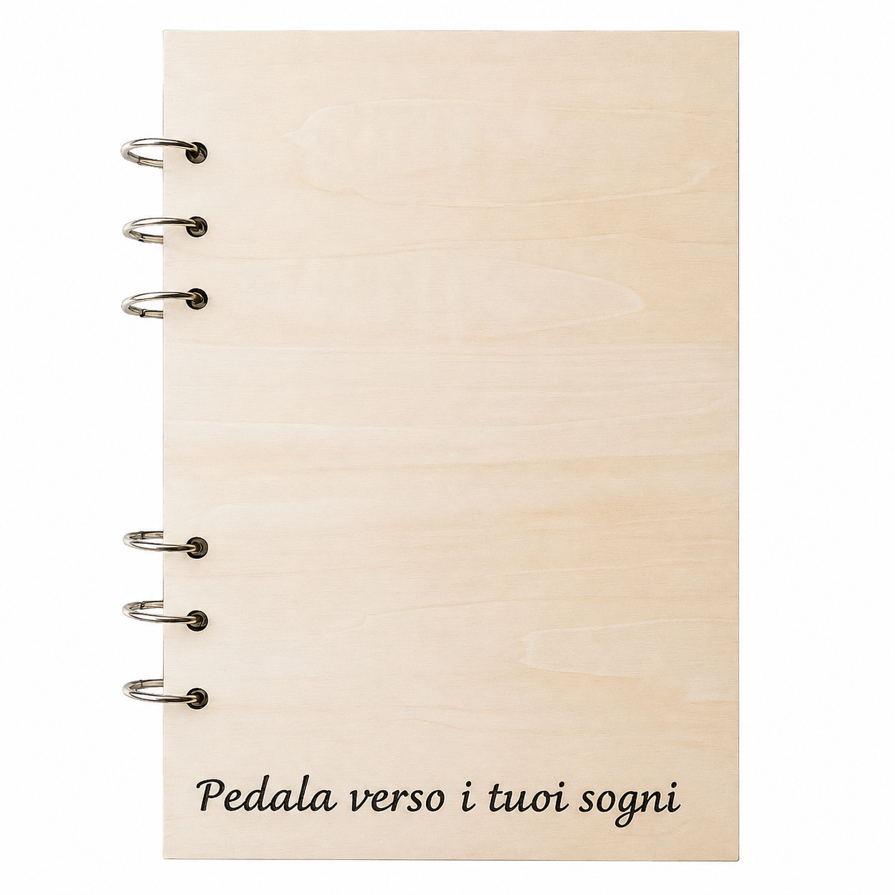 Agenda in Legno Personalizzata con Ciclista Intagliato