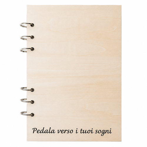 Agenda in Legno Personalizzata con Ciclista Intagliato