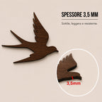 Rondini in Volo – Set di Decorazioni Murali in Legno Artigianale
