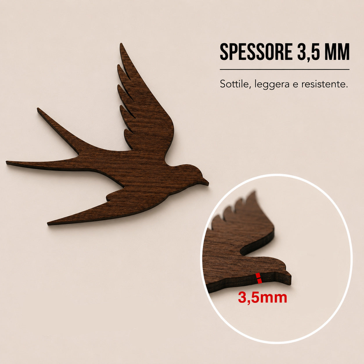 Rondini in Volo – Set di Decorazioni Murali in Legno Artigianale