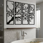 Set 8 Quadri in Legno Intagliato - Albero Minimalista