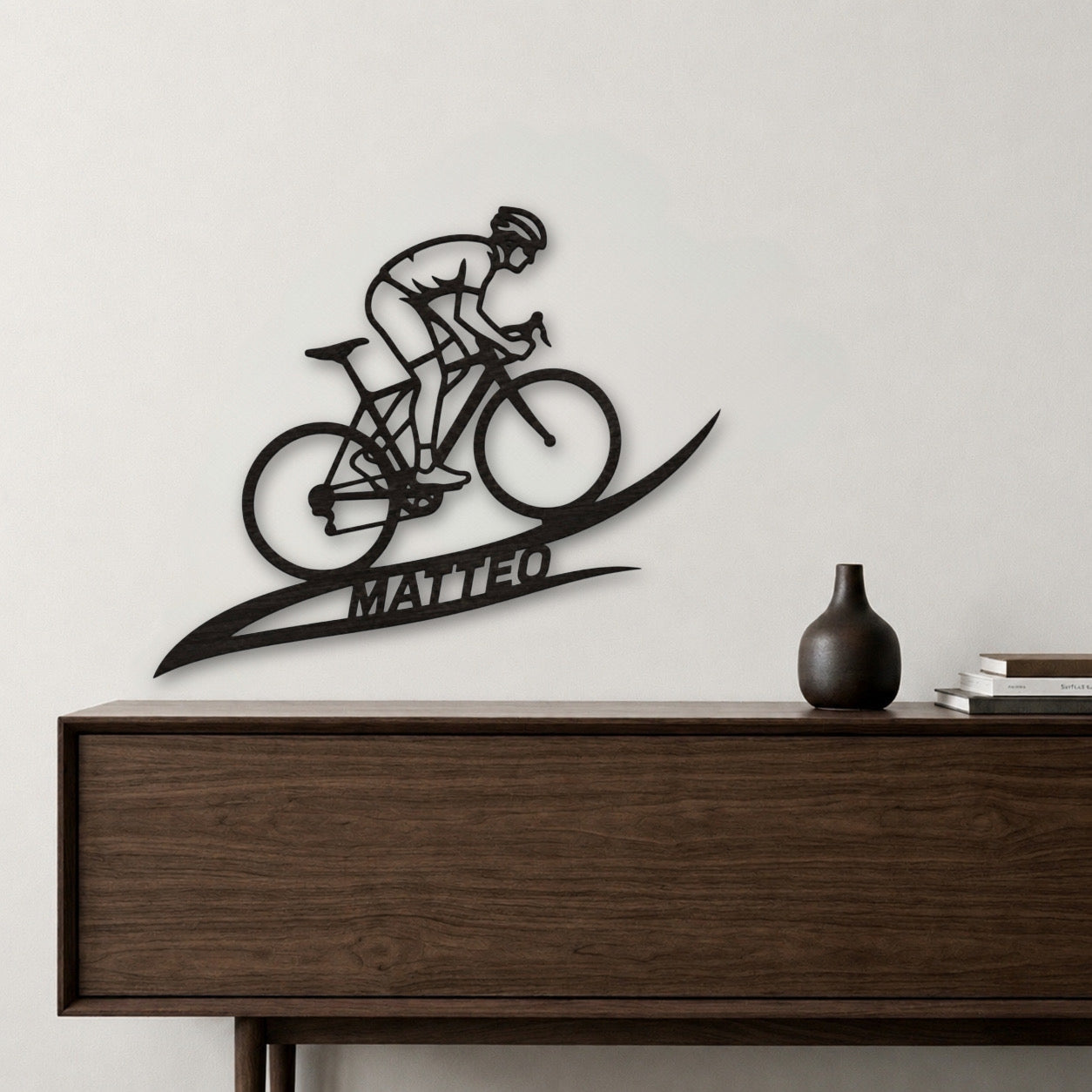 The Cyclist Personalized – Decorazione murale in legno