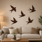 Rondini in Volo – Set di Decorazioni Murali in Legno Artigianale