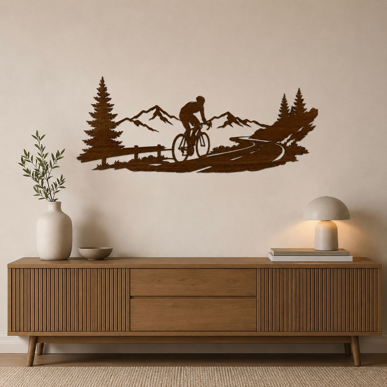 Decorazione da Parete "Cycling Passion" – Legno Intagliato