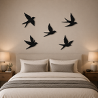 Rondini in Volo – Set di Decorazioni Murali in Legno Artigianale