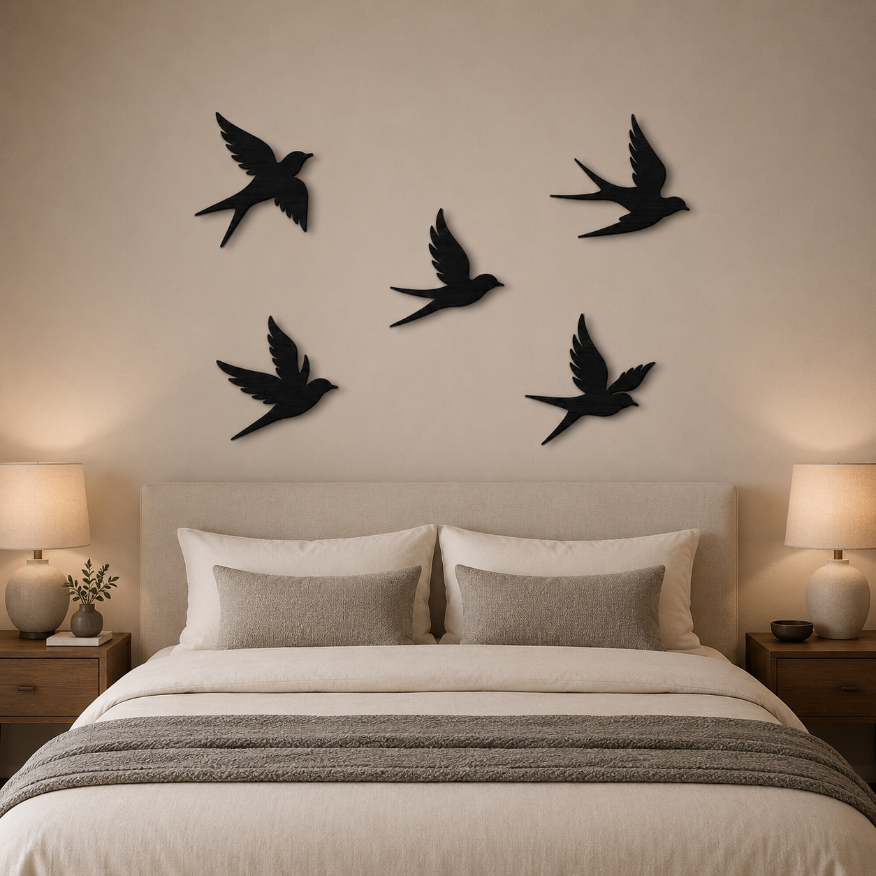 Rondini in Volo – Set di Decorazioni Murali in Legno Artigianale