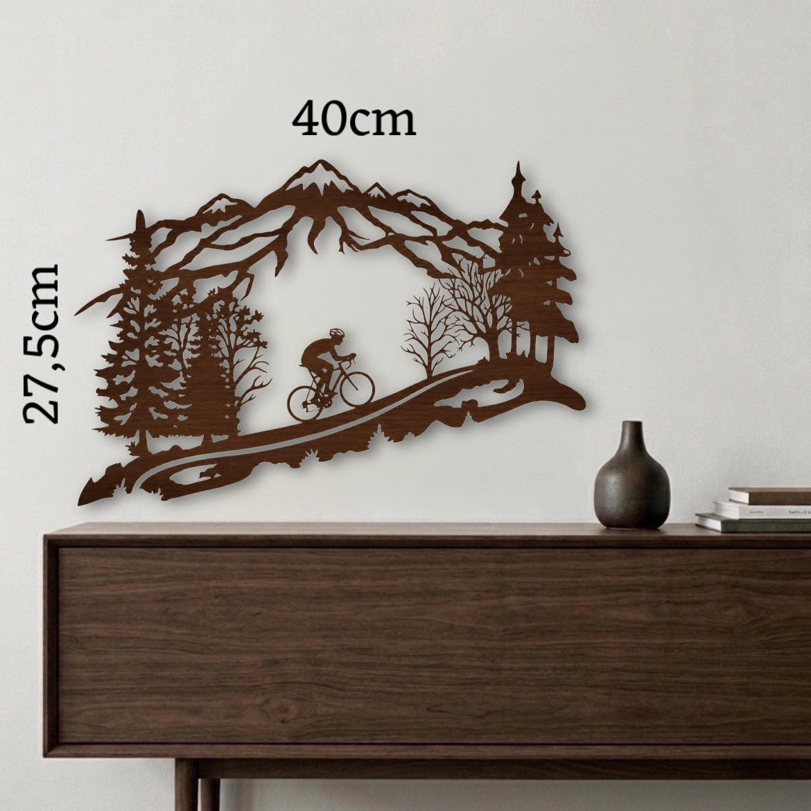 Ciclista tra le Montagne - Decorazione da Parete in Legno